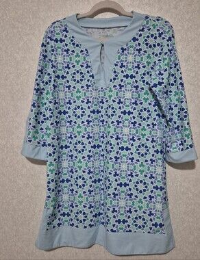 CABANALIFE Light Blue Patterned Women’s Tunic  Dress...Size:L